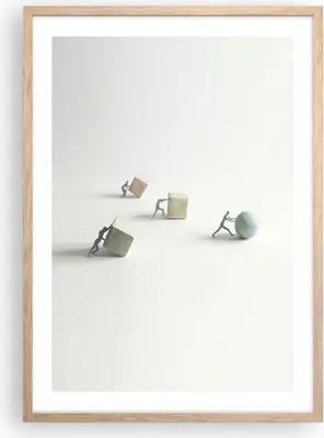 Produktbild von Gerahmtes Poster - Rahmen in heller Eiche - Symbol Kugel Würfel - 50x70 cm - Wand Bild - Wanddeko - Wandbilder - Kunstposter - Wandposter - Bilderrahmen - Bilder - Kunstdruck - P2NPA50x70-4688