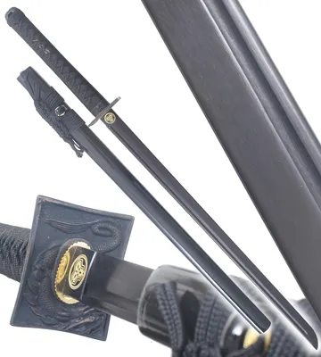 Produktbild von Danzan Katana Ninja aus Holz Schwert Shinobi-Säbel – Klinge aus schwarzem Wengeholz