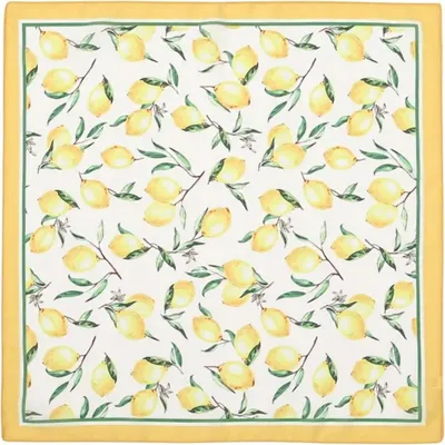 Immagine prodotto di Sciarpa - Sciarpa da donna - Foulard - Fazzoletto da collo - Sciarpa di raso - Bandana elegante - Giallo - Fantasia a limone
