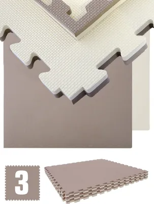 Immagine prodotto di 3 tappetini protettivi per pavimenti da 25 mm, 90x90 cm, beige-marrone