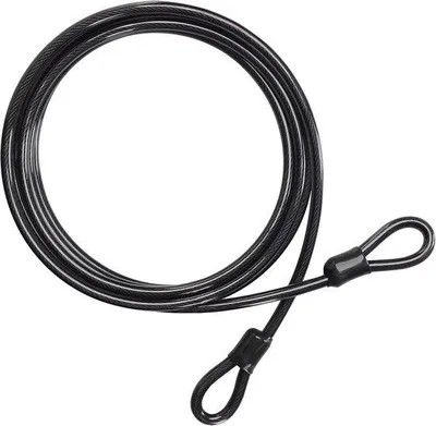 Productafbeelding van Kabelslot, 4,5 meter lang – 10 mm dik, flexibel, zwart staalkabel met dubbele lussen
