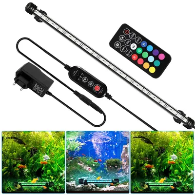 Produktbild von Vigevee 48cm LED Aquarium Lampe Unterwasser-LED-Lampe für Aquarien mit Zeitschaltuhr, wasserdichter Beleuchtung, Fernbedienung, 5,4 W