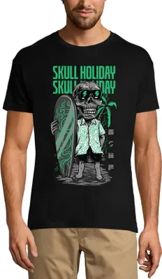 Produktbild von Herren Grafik T-Shirt Totenkopf-Surfer – Skull Holiday Surfer – Öko-Verantwortlich Vintage Jahrgang Kurzarm Lustige Druck Geburtstag Geschenk Mann