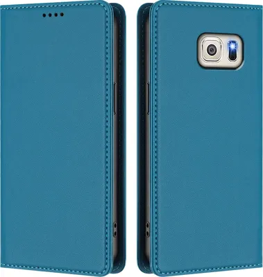 Image de Etui en cuir pour Samsung Galaxy S6 Edge, étui magnétique en cuirPolyuréthaneavec support Lake blue