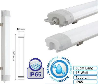 Produktbild von LED Wannenleuchte feuchtraumleuchte 36 Watt 120cm kaltweiss