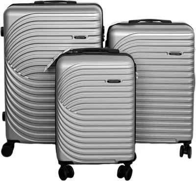 Image de Set de valises de voyage 3 pièces, coque dure, roulettes 360° et compartimentage intérieur Gris argenté