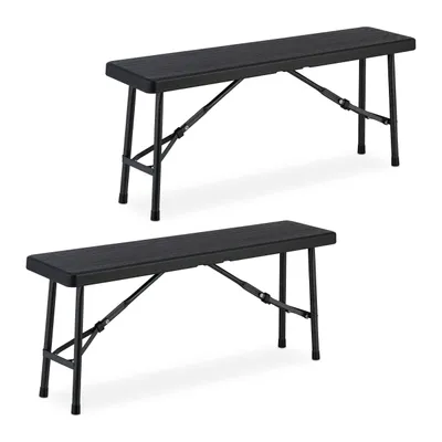 Produktbild von Relaxdays Bierbank 2er Set, klappbar, Kunststoff, Stahl, Campingbank, Balkon & Garten, HxBxT: 42 x 100 x 25 cm, schwarz