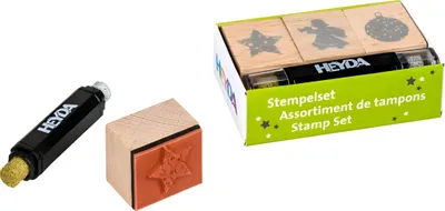 Produktbild von HEYDA Holzstempel mit Kissen - Weihnachten 3 Stück