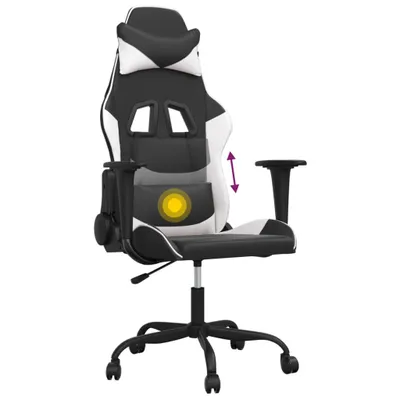 Produktbild von vidaXL Gaming-Stuhl mit Massagefunktion Schwarz und Weiß Kunstleder
