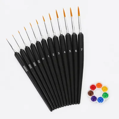 Produktbild von Feine Pinsel Set - 11-teilig für Detailarbeiten - für Aquarell, Acryl, Modellbau und Nagelkunst