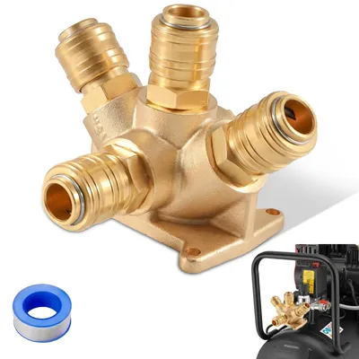 Imagen del producto de Solidchoice - Distribuidor de aire comprimido con 4 conexiones rápidas