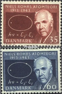 Produktbild von Briefmarken Dänemark 1963 Mi 417x-418x (kompl.Ausg.) normales Papier postfrisch Bohrsches Atommodell
