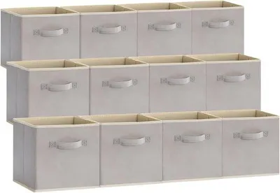 Zdjęcie produktu dla Średnie pudełka do przechowywania, 26,5 x 26,5 x 28 cm, szare, składane