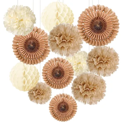 Produktbild von 12 Stück Boho-Dekoration, Pompon-Dekoration, Partydekoration für Hochzeiten und Gartenpartys