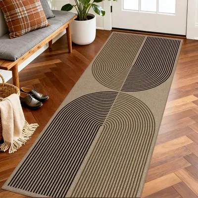 Immagine prodotto di Tappeto antiscivolo per corridoio, lavabile, dimensioni 80x200 cm, colore nero/marrone