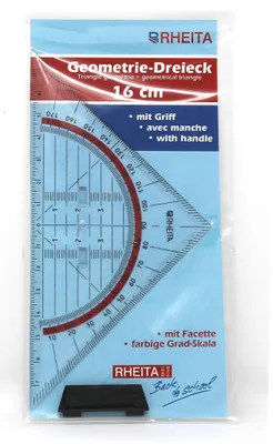 Produktbild von Rheita Geodreieck aus Kunststoff mit Griff, transparent, 16 cm,