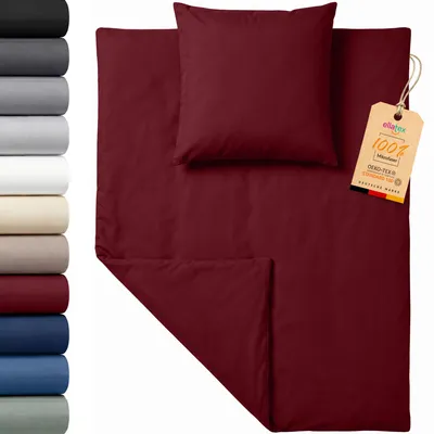 Produktbild von EllaTex Premium Mikrofaser Bettwäsche 155x220 + 80x80 cm – pflegeleichtes Bettwäsche Set, Farbe: Burgund