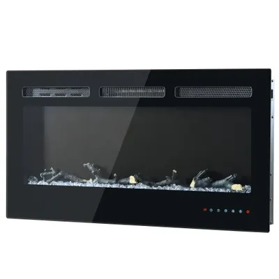 Obrázok produktu pre AIORBER elektrický krb 900/1800W- elektrický nástenný krb s 3D efektom plameňa, diaľkové ovládanie, vykurovanie, termostat, 106,5 x 46,5 x 12cm, čierny