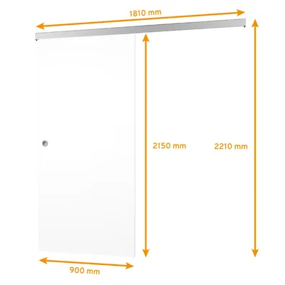 Produktbild von inova Holzschiebetür 900 x 2150 mm, Weiß, Komplettset mit Griffmuschel, Softclose beidseitig