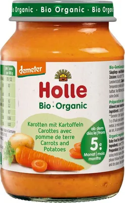 MARCHEW - ZIEMNIAK BEZ DODATKU CUKRÓW BEZGLUTENOWE OD 5 MIESIĄCA DEMETER BIO 190 g (SŁOIK) - HOLLE