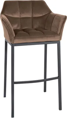 Produktbild von Barhocker Damaso B Samt mit 4-Fuß Gestell braun