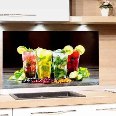 Produktbild von Nischenrückwand Bar - Küchenrückwand aus Glas für Cocktails - 80x40cm