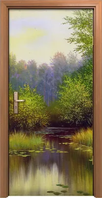 Produktbild von Türposter 90x200 cm Türaufkleber Türtapete Türfolie Klebefolie Waldlandschaft Holzsee Wasser