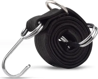 Immagine prodotto di set di 2 tenditori per bagagli per bicicletta | 0,5m + 1m Cinghia di tensionamento per portabagagli | Cinghia per bagagli con doppio gancio metallico | Tensore per bagagli - Espansore | Cinghia per bicicletta con corda di tensionamento per assicurare il carico