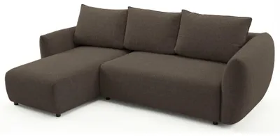 Image de Selsey Zordo – Canapé d'angle convertible en L avec deux coffres de rangement, en tissu chenille marron, côté gauche