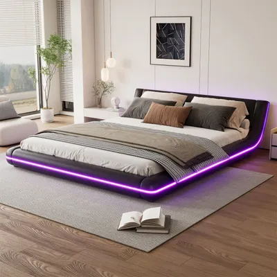 Produktbild von Flachbett, Bodenbett, PU, LED-Umgebungslicht, 24-Tasten-Fernbedienung