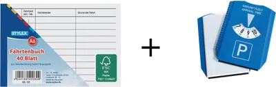 Produktbild von 5x Fahrtenbuch / DIN A6 / 40 Blatt + Parkscheibe mit integrierten Eiskratzer