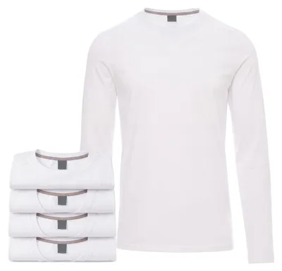 Produktbild von Mivaro Herren 5er Pack Langarmshirts Weiß - 100% Baumwolle Longsleeves mit Rundhals, leicht anliegend, feinmaschiges Gewebe mit 165g/m² Stoffgewicht, Größen S bis 5XL
