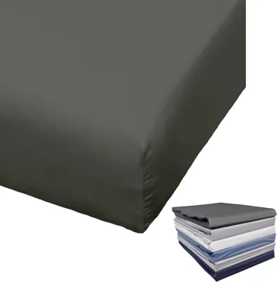 Produktbild von Bierbaum Spannbettlaken Mako Satin 100x200 / 150x200 / 180x200 cm Spannbetttuch viele Farben, Farbe:Anthrazit, Größe:100x200cm Spannbettlaken