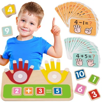 Produktbild von Tooky Toy Lernspielzeug aus Holz zum Erlernen der Addition und Subtraktion des Fingerzählens