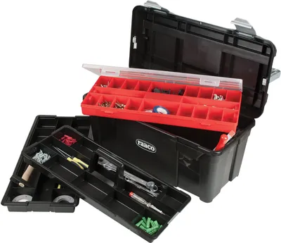 Produktbild von raaco Werkzeugkoffer Breite 580 x Höhe 285 x Tiefe 290mm aus Polypropylen mit Schnappverschluss schwarz / silber - 715195