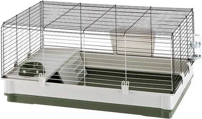 Obrázek produktu pro Boudička pro králíky – včetně veškerého příslušenství – 39,5 x 23,5 x 19,8 cm (D x Š x V) – zelená