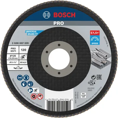 Produktbild von PRO X571 Fächerschleifscheibe, abgewinkelt, 125 mm, K120