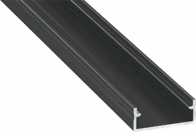 Produktbild von LED Aluminium Profil Leiste Schwarz | Typ DUAL | Mit Endkappe und Montagehalterung | Milchig Abdeckung | 1m