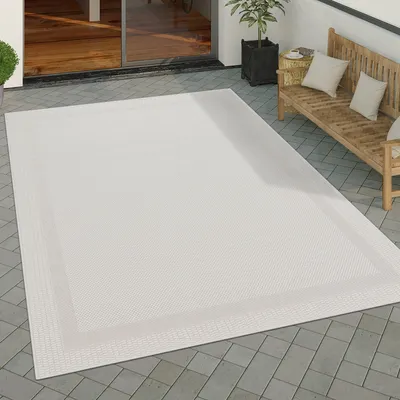 Produktbild von Outdoor Teppich Flachgewebe in Sisal-Optik mit Bordüre UV-beständig robust Grösse 80x250 cm