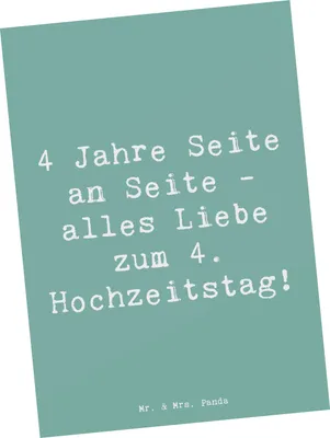 Produktbild von Mr. & Mrs. Panda Postkarte Spruch 4. Hochzeitstag Seidenhochzeit - Meeresbrise - Geschenk, Postkarten, Jubiläum, Heirat, Grußkarte, Motivkarte, Ansichtskarte, Geschenke