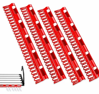 Image de Séchoir à chaussettes - Plastique - Rouge - Lot de 4 - Pour lave-linge et sèche-linge