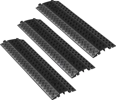 Image de SucceBuy Pont de câbles 975 mm, 7938 kg de charge par essieu, Protection anti-collision robuste en PP, protection contre les trébuchements et couverture de sol, convient pour les seuils élevés dans la maison, le bureau ou l'entrepôt, lot de 3