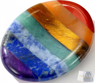 Image de QINJIEJIE 7 chakras Pierres précieuses Flatteur pour la main Pierre d'angoisse Guérison Angoisses Gesture Stone
