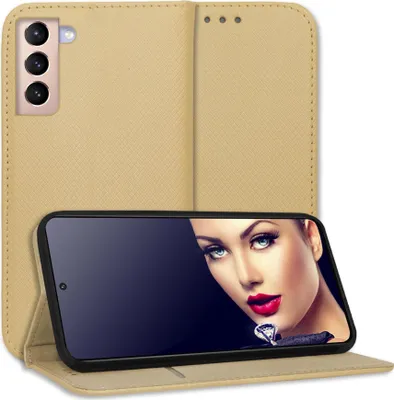 Produktbild von Bookstyle Schutzhülle Klapphülle Schutztasche Etui Cover für Samsung Galaxy S21 5G (G991, 6.2'') - Gold