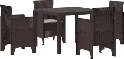Image de Ensemble de salle à manger pour jardin 5 pcs Marron