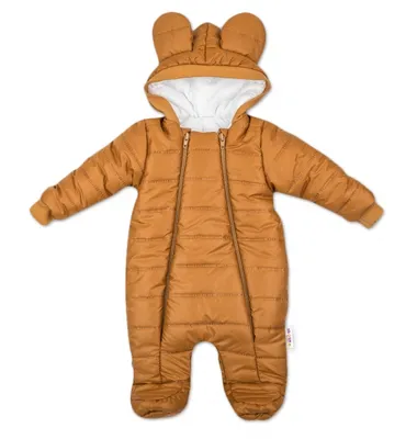 Productafbeelding van Winterjas met capuchon voor baby's, model "Ouško Baby Nellys", chocoladebruin, maat 74