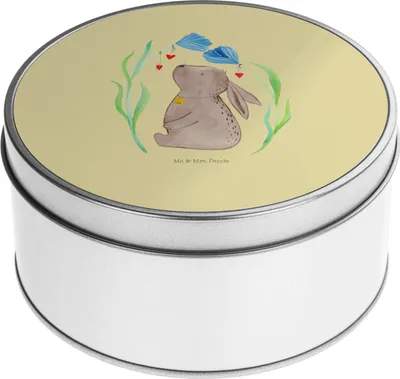 Produktbild von Mr. & Mrs. Panda Kaffeedose Hase Blume - Gelb Pastell - Geschenk, Dose, Kindergeburtstag, Geburt, Schwangerschaft, Vorratsdosen, keksdosen, Vorratsbehälter, Ostern
