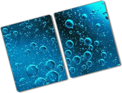 Produktbild von Tulup Glas Herdabdeckplatte - 2x40x52 cm - Glaskeramikkochfeld-Abdeckung Spritzschutz Glasabdeckplatte Kochplattenabdeckung und Schneidebrett - Zweiteilig - Sonstige - Blasen Wasser - Blau