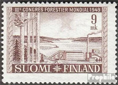 Produktbild von Briefmarken Finnland 1949 Mi 368 mit Falz Weltkongreß Forstwirtschaft