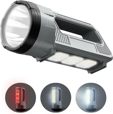 LED-Taschenlampe, 6000 Lumen, wiederaufladbar, 6 Modi, mit Seitenlicht